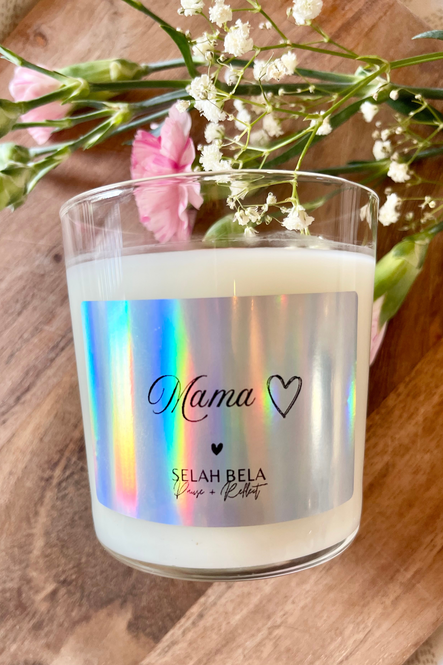 Moederdag Kaars – Sea Salt Orchid (met ‘mama’-label)